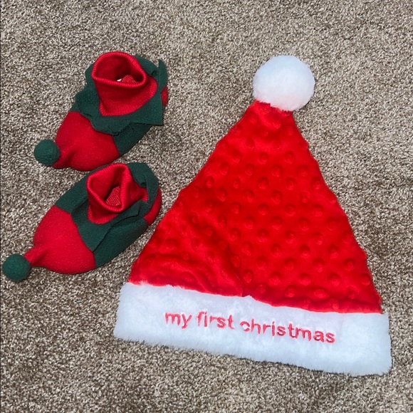 Rudolph The Red Nosed Reindeer Other - My First Christmas Santa Hat and Elf Bootie Set 12-18 Months